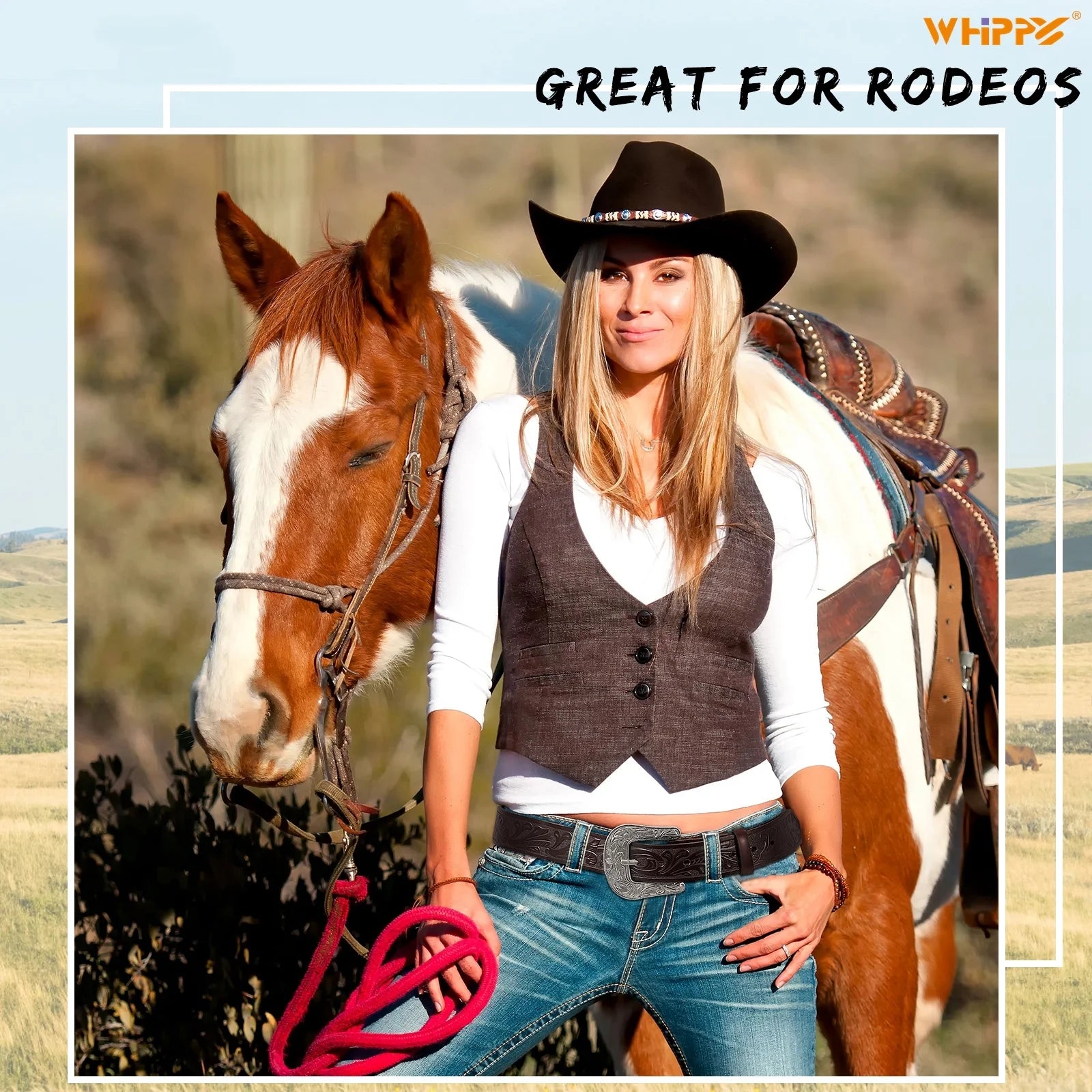 Western Leather Belts for Women Men Cowboy Cowgirl Leather Belt Embossed Buckle