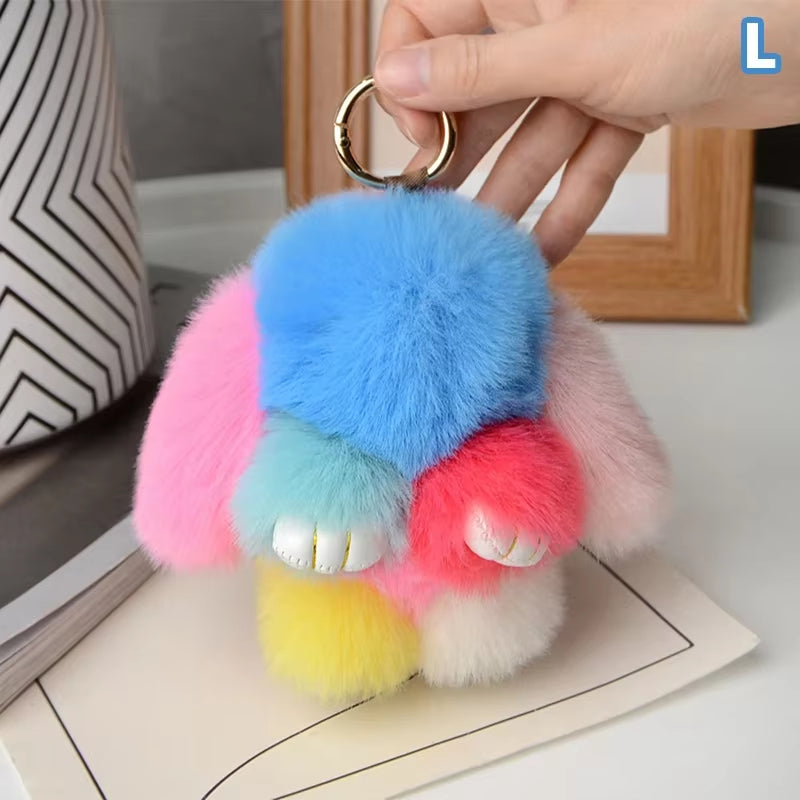15Cm Rabbit Fur Keychain Women Bag Car Key Chain Pendant Decoration Jewelry Bags Hangings Accessories Gifts