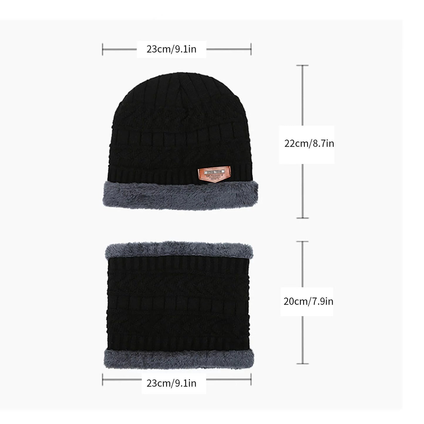 Mens Womens Winter Beanie Hat Scarf Set,Warm Knit Thick Fleece Lined Winter Skull Cap Neck Warmer for Men Women Gifts