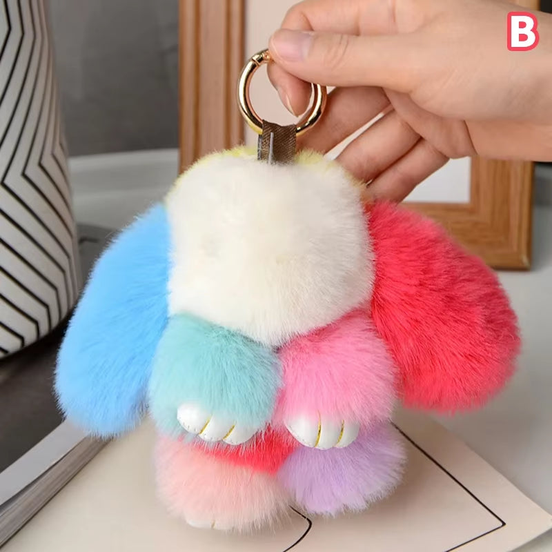 15Cm Rabbit Fur Keychain Women Bag Car Key Chain Pendant Decoration Jewelry Bags Hangings Accessories Gifts
