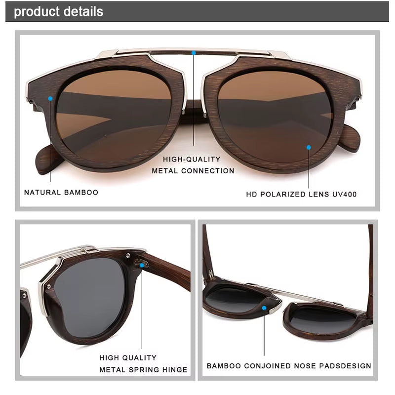 2020 High Quality Luxury Designer Sunglasses Men Driving Sunglasses Polarized UV400 Bamboo Wood Sun Glasses Eyewear Dropshipping