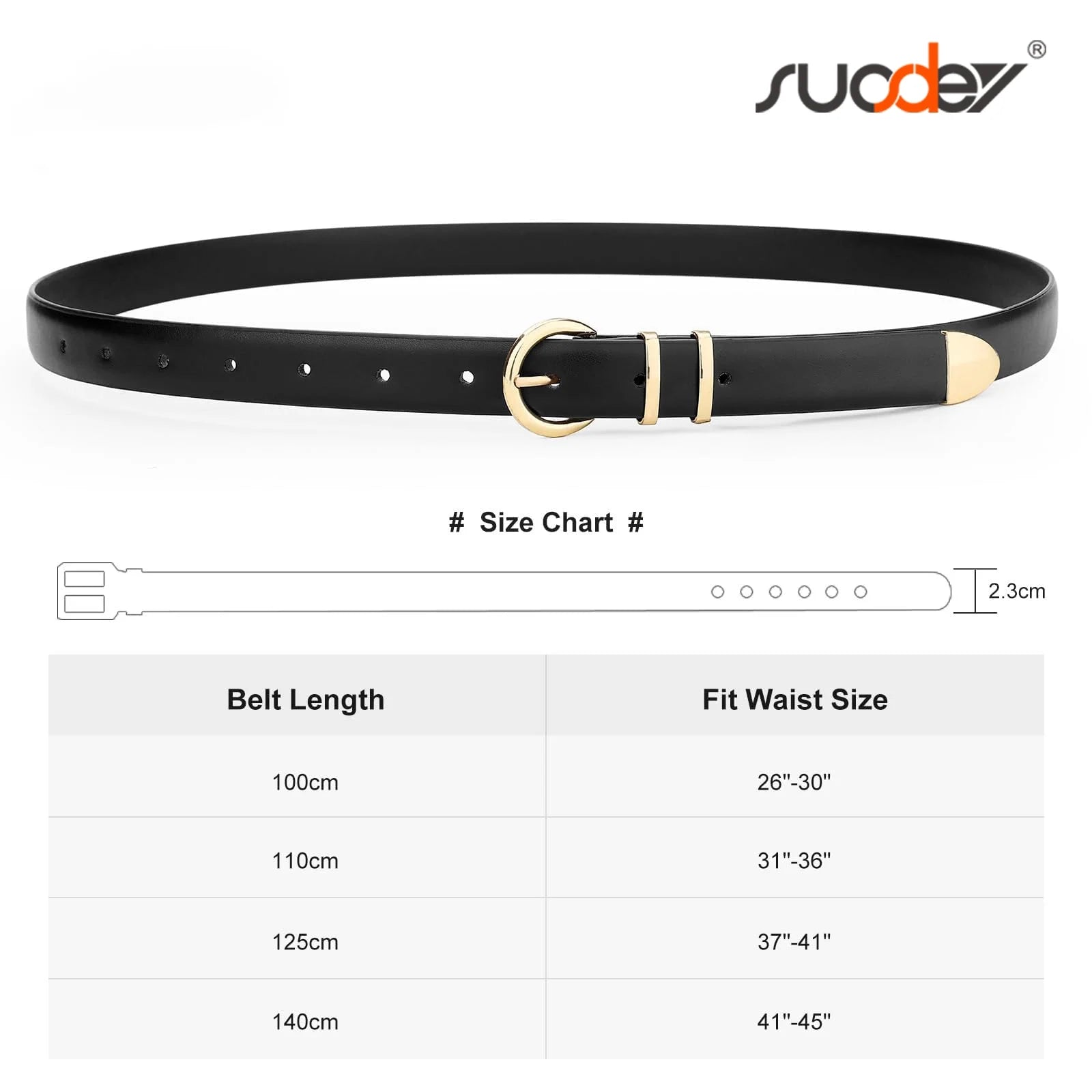 Women Leather Belts for Jeans Gold Buckle Ladies Leather Belt 2 Pack