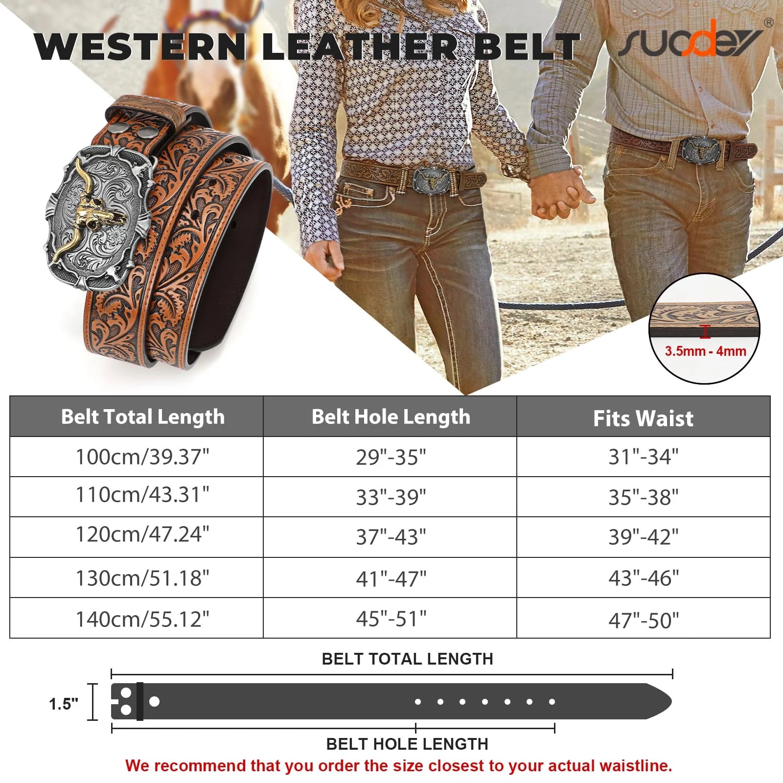 Men Western Leather Belts for Women,Cowboy Cowgirl Embossed Belts for Jeans Christmas Gifts