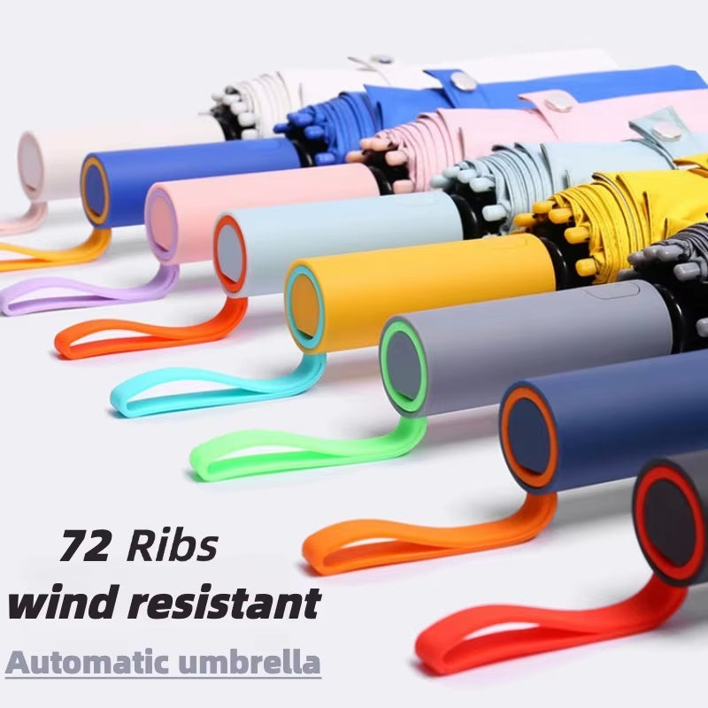 Windproof Strong Automatic Folding Umbrella 72 Reinforced Fiberglass Ribs, UV 50+ Sun & Rain Protection Umbrellas for Men Women