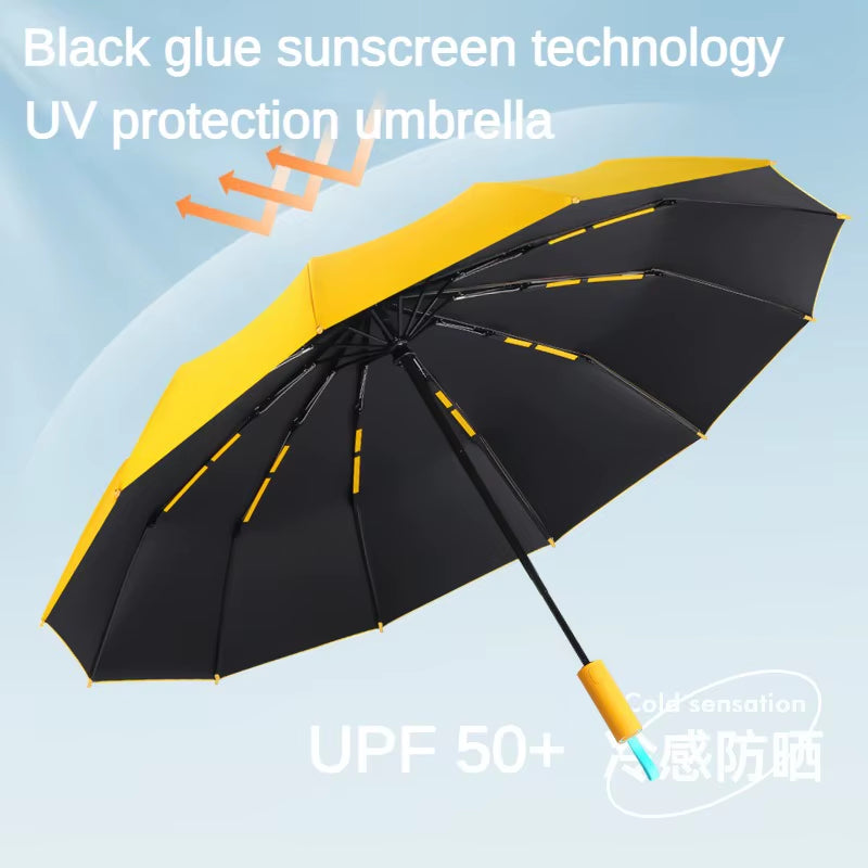 Windproof Strong Automatic Folding Umbrella 72 Reinforced Fiberglass Ribs, UV 50+ Sun & Rain Protection Umbrellas for Men Women